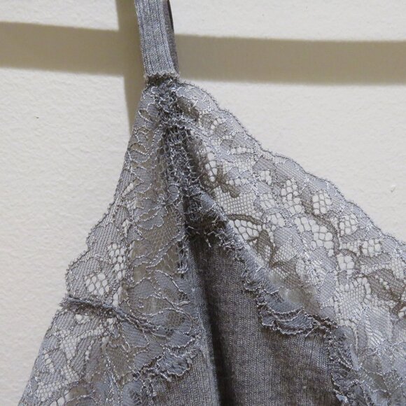 SOMA Cool Nights Rib Lace Trim Pajama Cami Top in Gray Lounge Comfy Size XL NWT - Picture 4 of 14